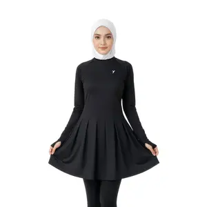 Yukanata Official Store - Tunik Sporty Longsleeve Muslimah Anti UV - BLACK